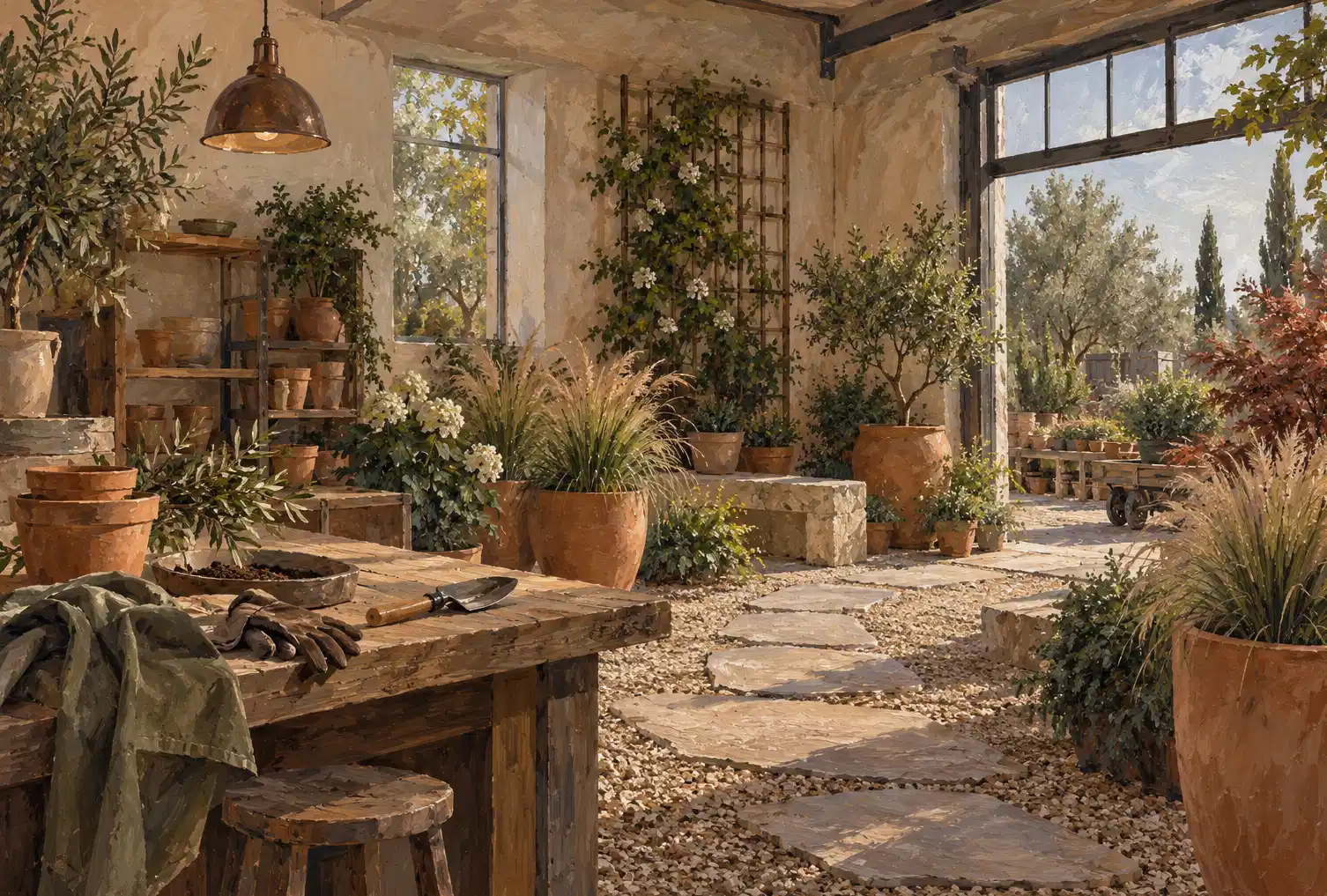 Illustration of landscaping businesses and their working space